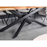Table Repas Design Bois Massif et Structure Métal Noir