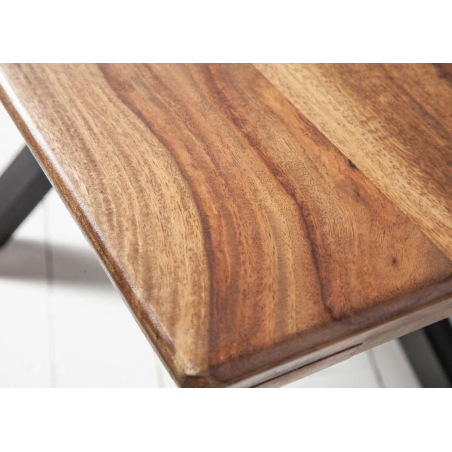 Table à Manger Industrielle 180 cm – Bois Massif et Pieds Métal Noir