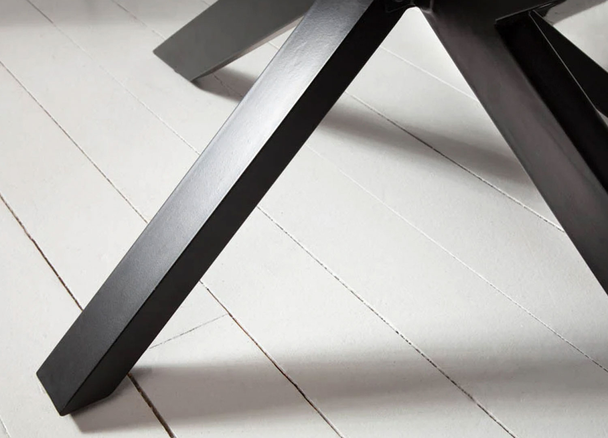 Table à Manger Industrielle 180 cm – Bois Massif et Pieds Métal Noir