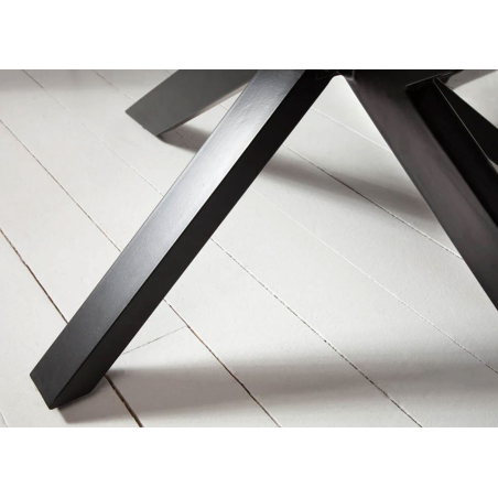 Table à Manger Industrielle 180 cm – Bois Massif et Pieds Métal Noir