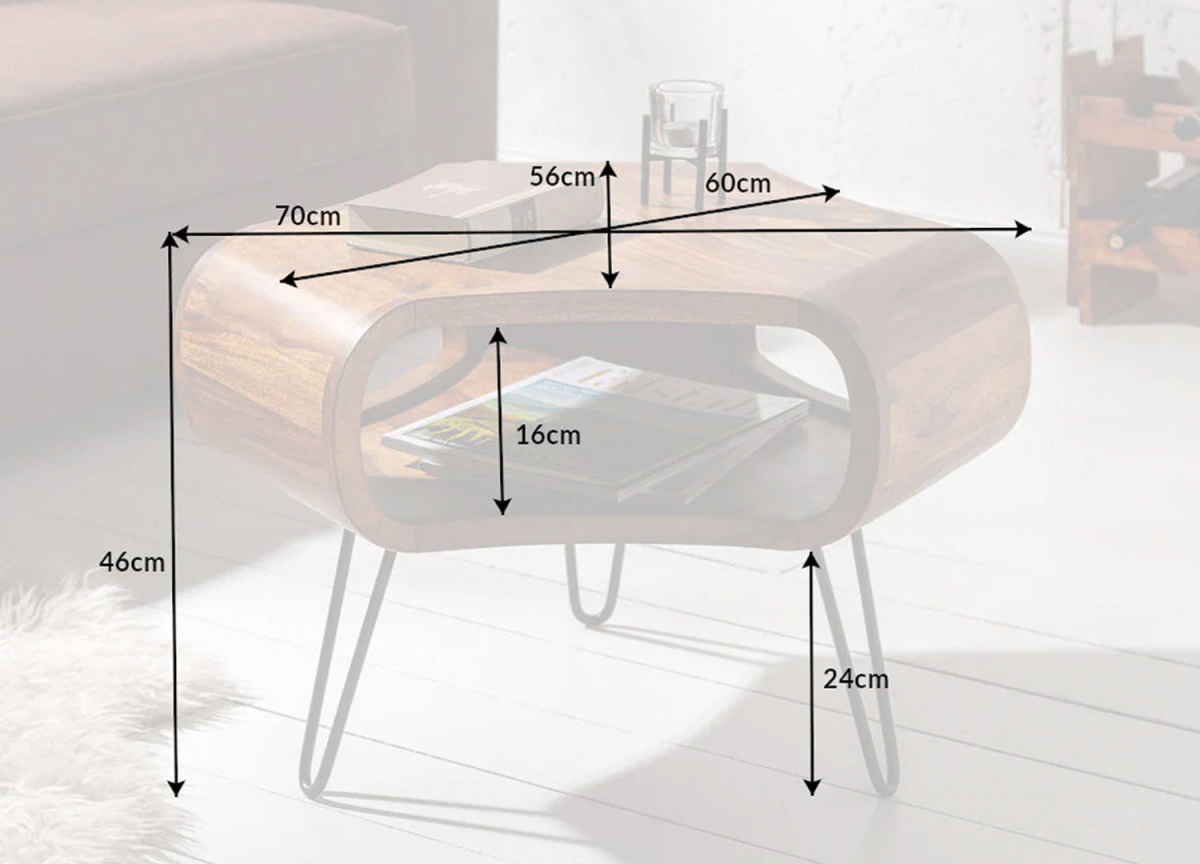 Table d’Appoint Bois Massif - Design Organique 70 cm