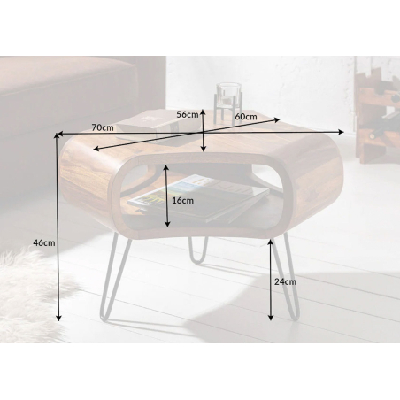 Table d’Appoint Bois Massif - Design Organique 70 cm