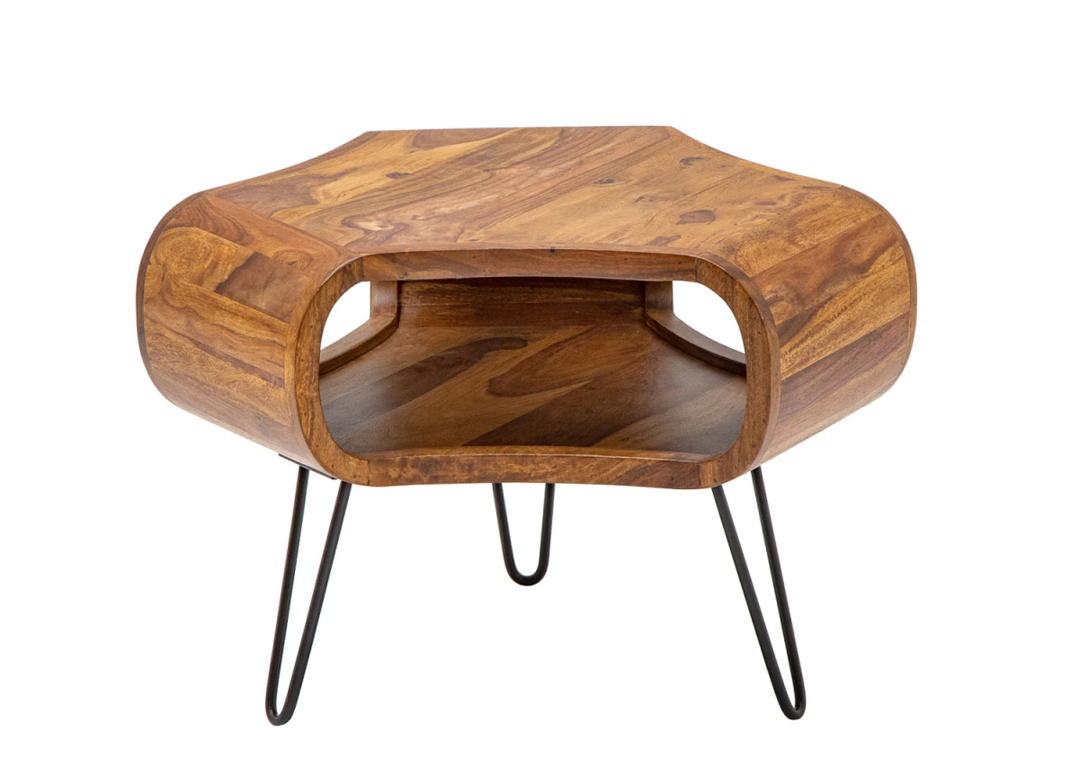 Table d’appoint carrée 70 cm – Bois exotique et design épuré Table d’appoint carrée 70 cm – Bois exotique et design épuré