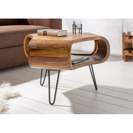 Table d’appoint design en bois massif sheesham – 70 cm