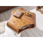 Table basse organique en bois et métal noir – Style moderne