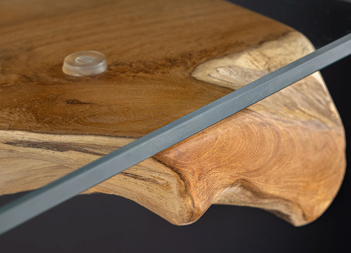 Console Racine de Bois et Verre