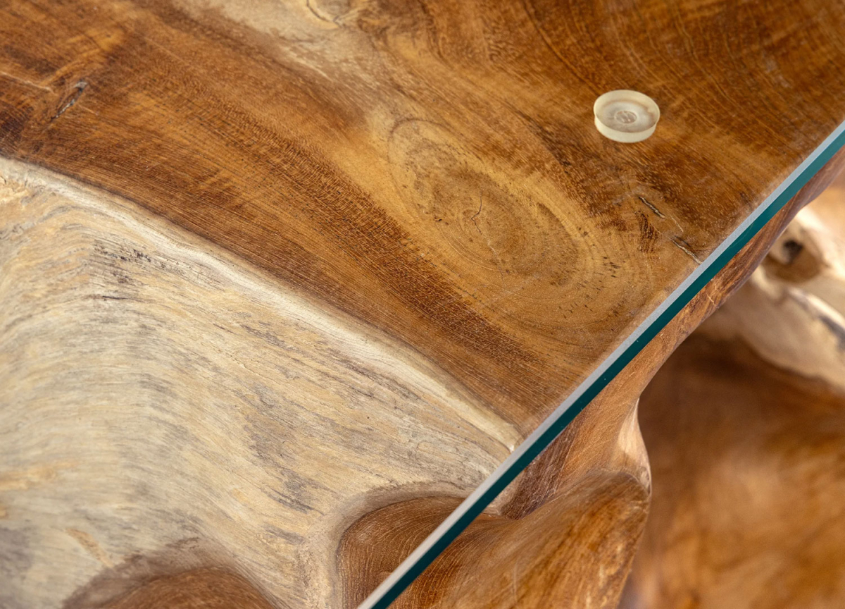 Console Racine de Bois et Verre