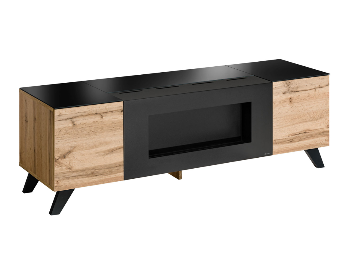 Ensemble Télévision Chêne Clair et Noir – Design Contemporain et Fonctionnel