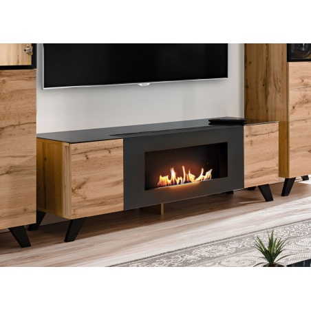 Meuble tv avec cheminée bio