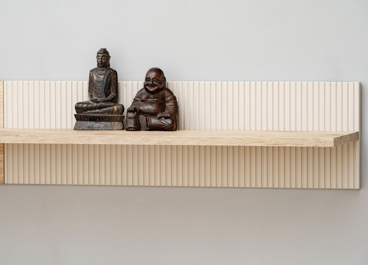 Ensemble Meuble TV Salon Moderne Bois clair et Cachemire