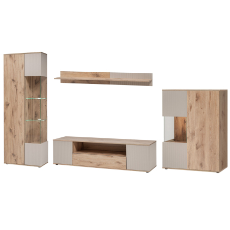 ensemble tv complet moderne et pas cher couleur bois et cachemire