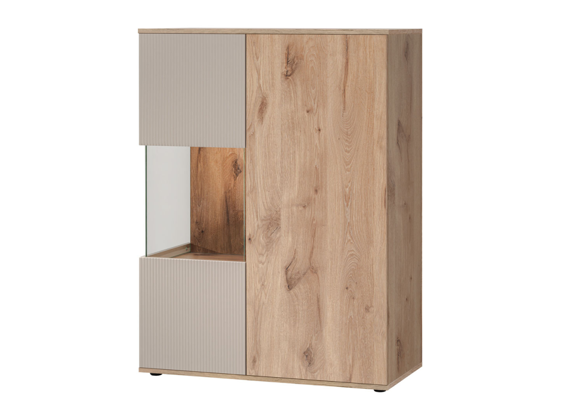 Buffet vitré moderne couleur bois et cachemire avec led Buffet vitré moderne couleur bois et cachemire avec led