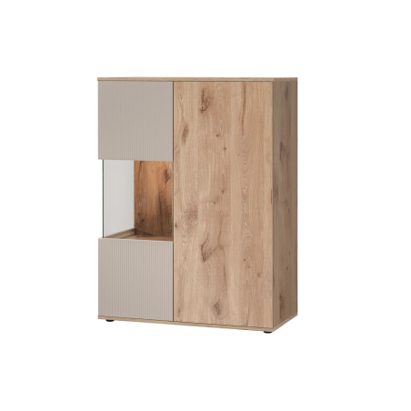 Buffet vitré moderne couleur bois et cachemire avec led