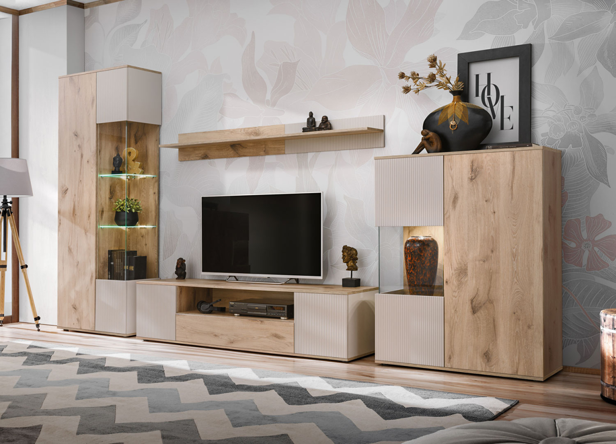Ensemble tv complet tendance et pas cher bois et cachemire
