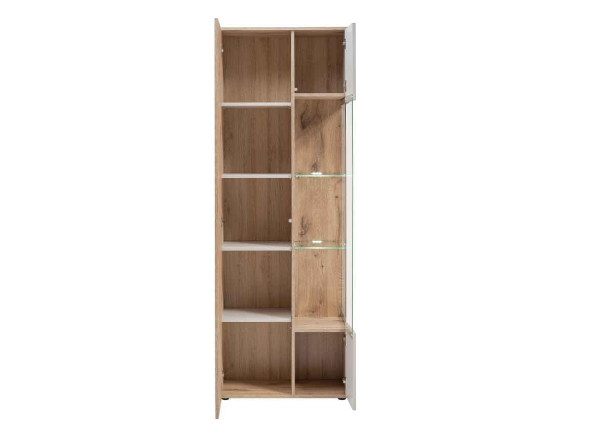 Vitrine avec LED et Étagères en verre – Bois et Cachemire