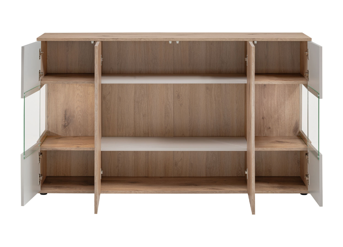 Buffet moderne pas cher 4 portes 160 cm couleur bois et cachemire