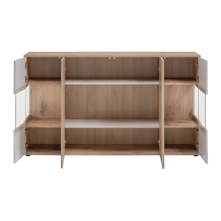 Buffet moderne pas cher 4 portes 160 cm couleur bois et cachemire