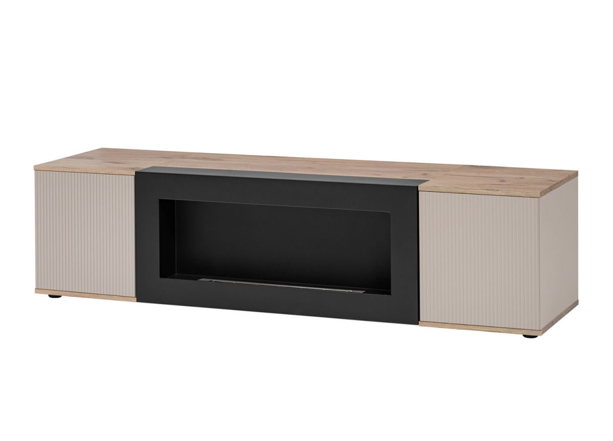 Meuble télé design avec cheminée décorative – Longueur 160 cm Meuble télé design avec cheminée décorative – Longueur 160 cm
