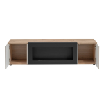 Meuble TV avec cheminée intégrée – 160 cm – Style contemporain bois et cachemire