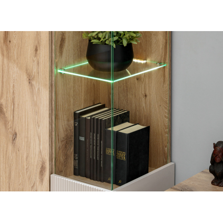 Mur TV Design avec Cheminée Bioéthanol, Vitrines et Rangements