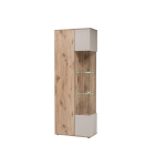 Vitrine haute moderne avec led coloris tendance bois et cachemire