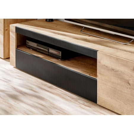 Ensemble Meuble TV Salon Moderne Chêne et Noir Mat