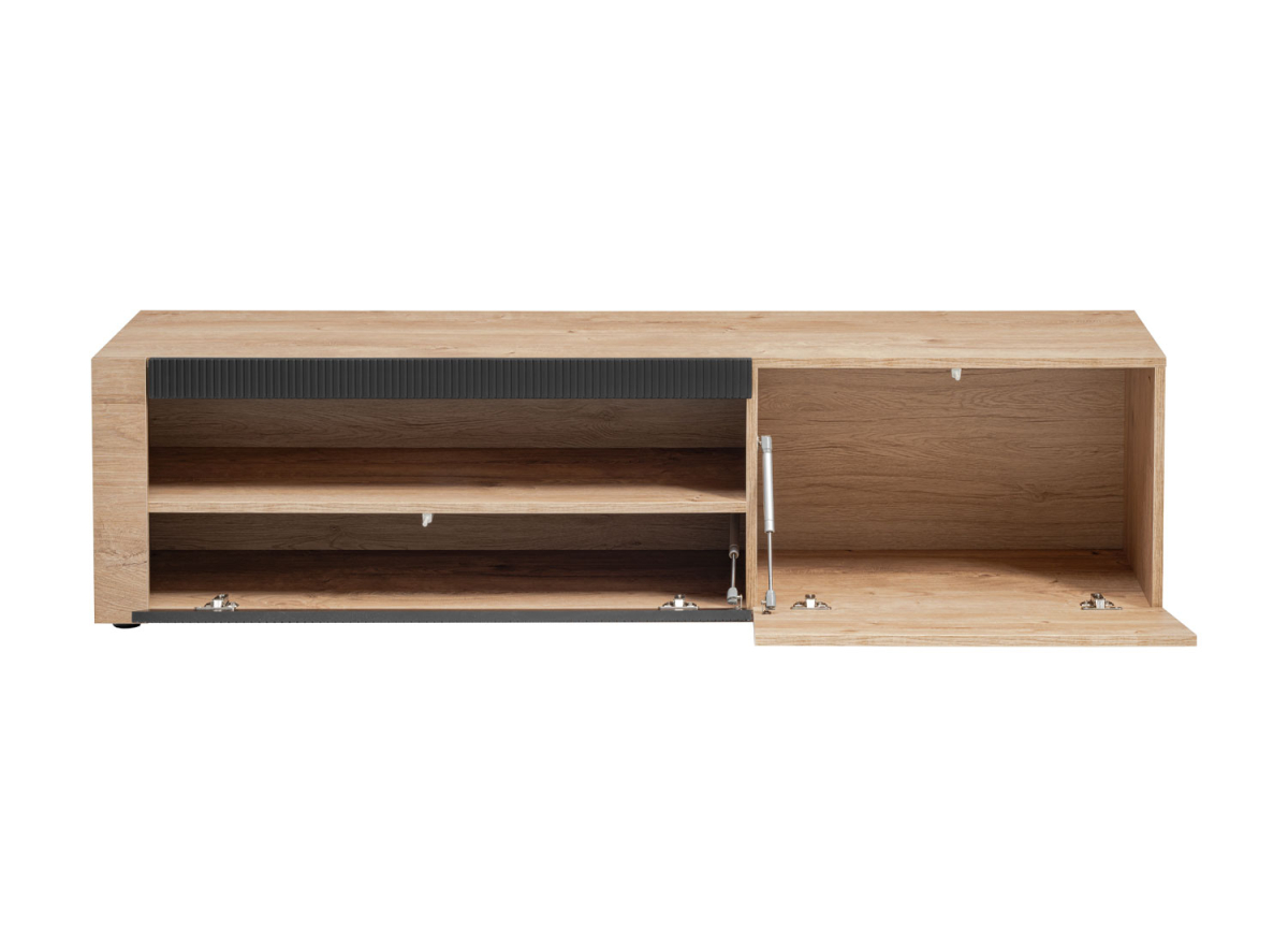 Banc tv 2 portes noir et bois