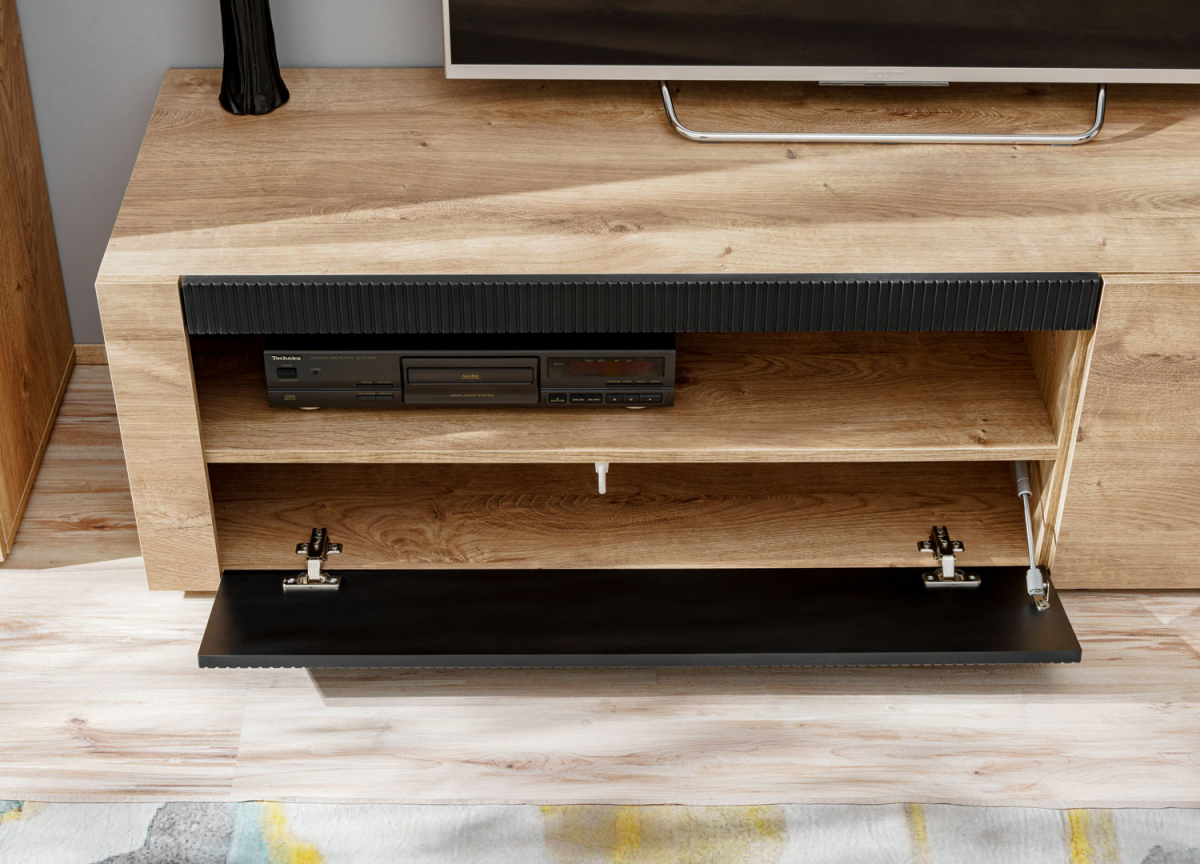 Ensemble Meuble TV Salon Moderne Chêne et Noir Mat