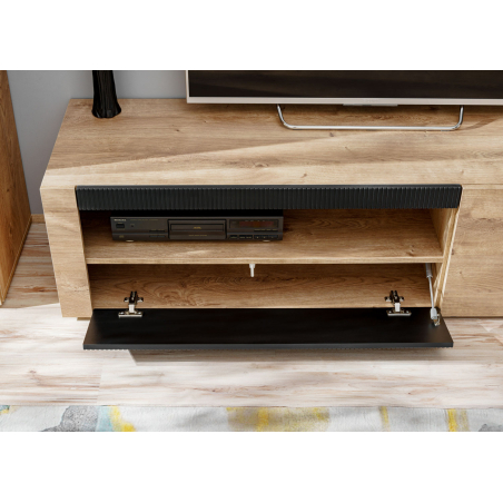 Ensemble Meuble TV Salon Moderne Chêne et Noir Mat