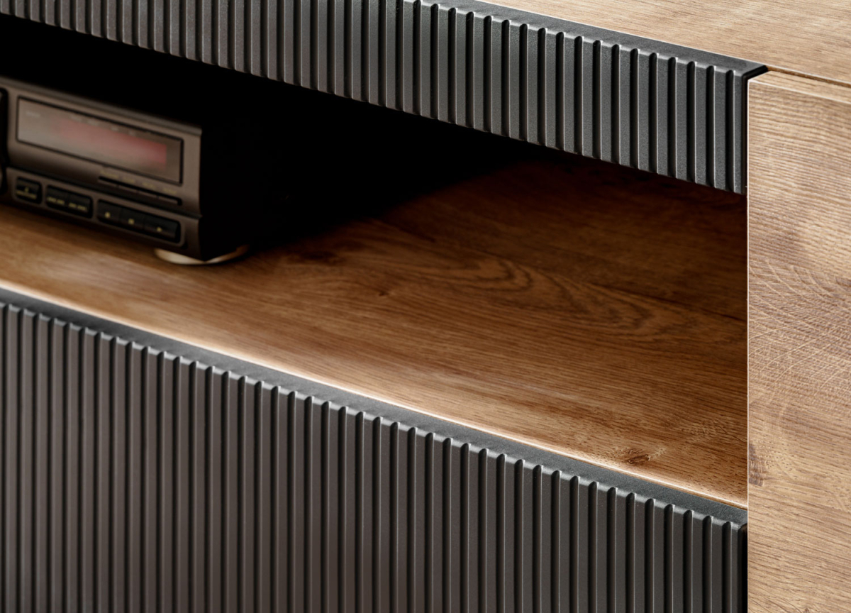 Buffet Vitrine Moderne Bois et Noir