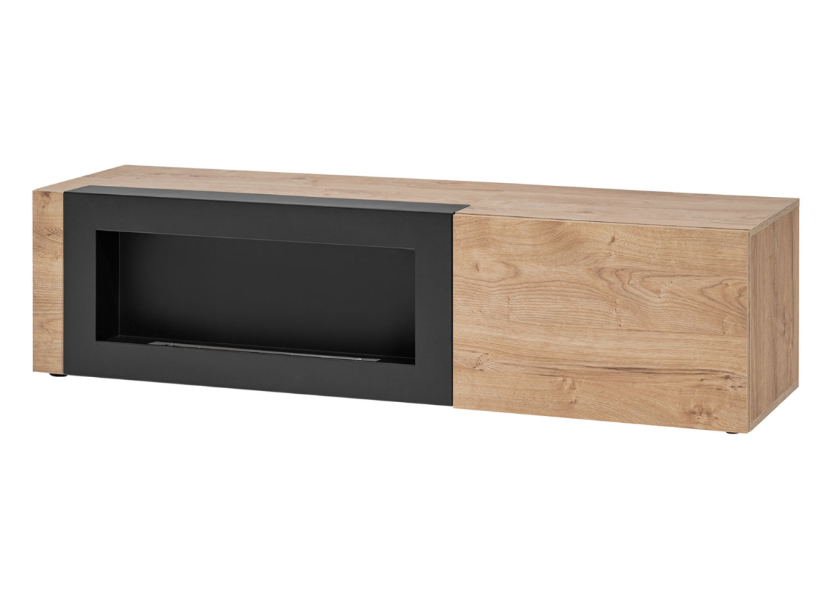 Meuble TV contemporain avec cheminée éthanol et rangements