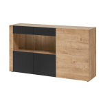 Buffet contemporain chêne clair et noir mat – Meuble de rangement 160 cm