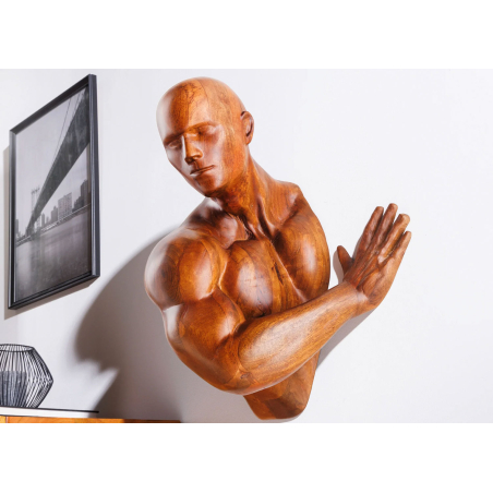 Sculpture Murale homme en Bois Massif
