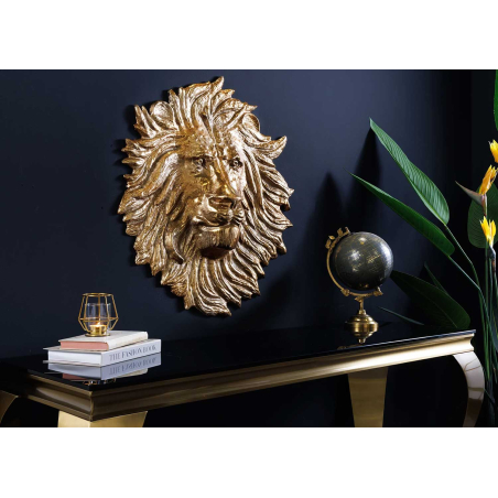 Tête de Lion Dorée Murale