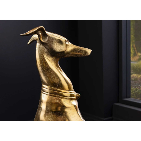 Sculpture Animalière Dorée – Chien Design Moderne