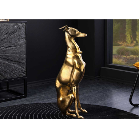 Statue Chien de Luxe – Résine Dorée Finition Premium