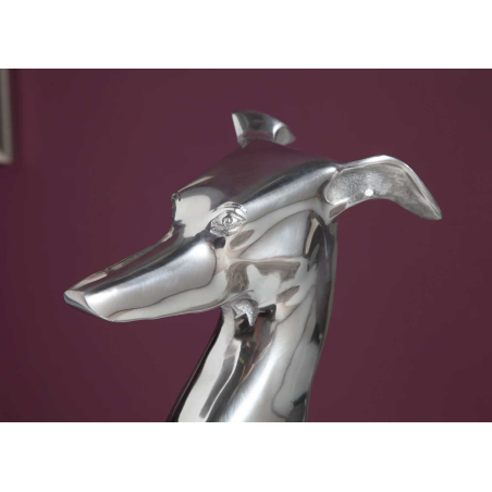 Sculpture Animalière Argentée – Chien Design Moderne