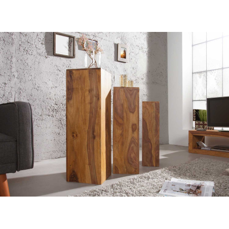 Ensemble de 3 piédestaux en bois massif – Déco naturelle et design