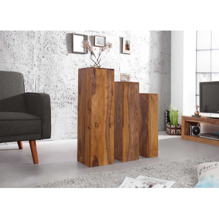 Colonnes décoratives en bois de sheesham – Set de 3 tailles