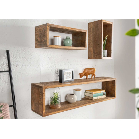Étagères Murales Rectangulaires en Bois Massif – Style Naturel et Authentique