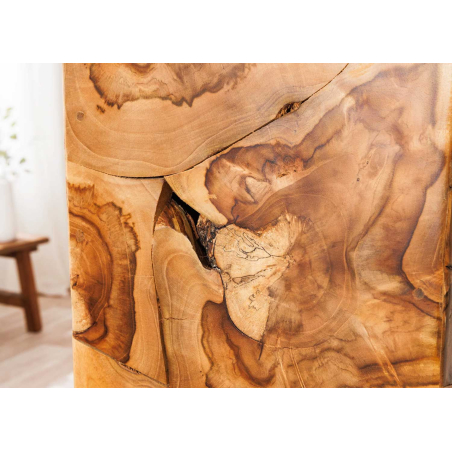Piédestal Sculptural en Bois de Teck