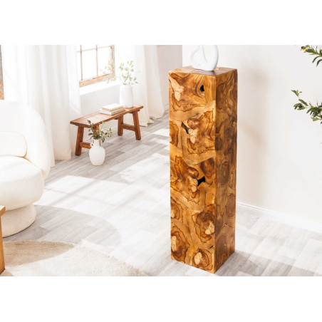 Piédestal Sculptural en Bois de Teck