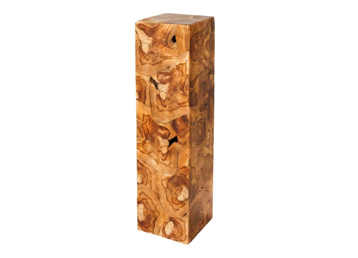 Piédestal Sculptural en Bois de Teck