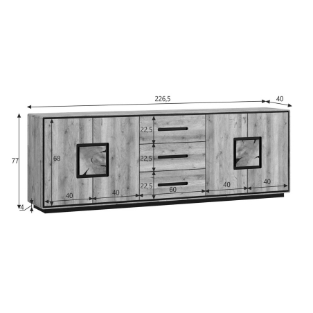 Buffet Moderne en Chêne et Déco Noir