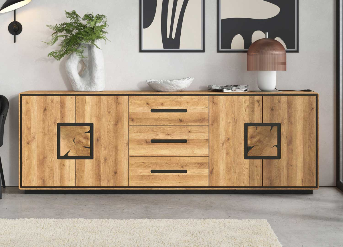Buffet Contemporain en Bois Massif au Caractère Unique