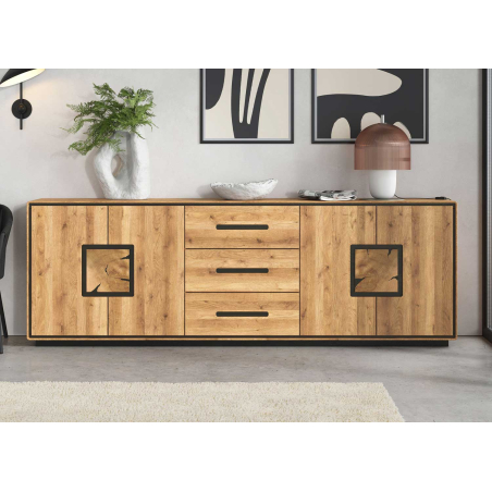 Buffet Contemporain en Bois Massif au Caractère Unique