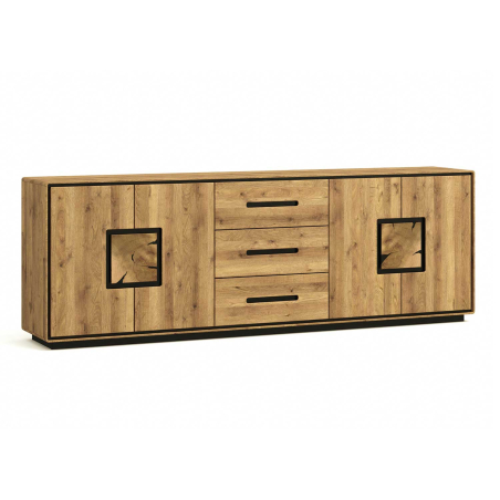 Buffet Signature en Chêne avec Motifs Graphiques Naturels