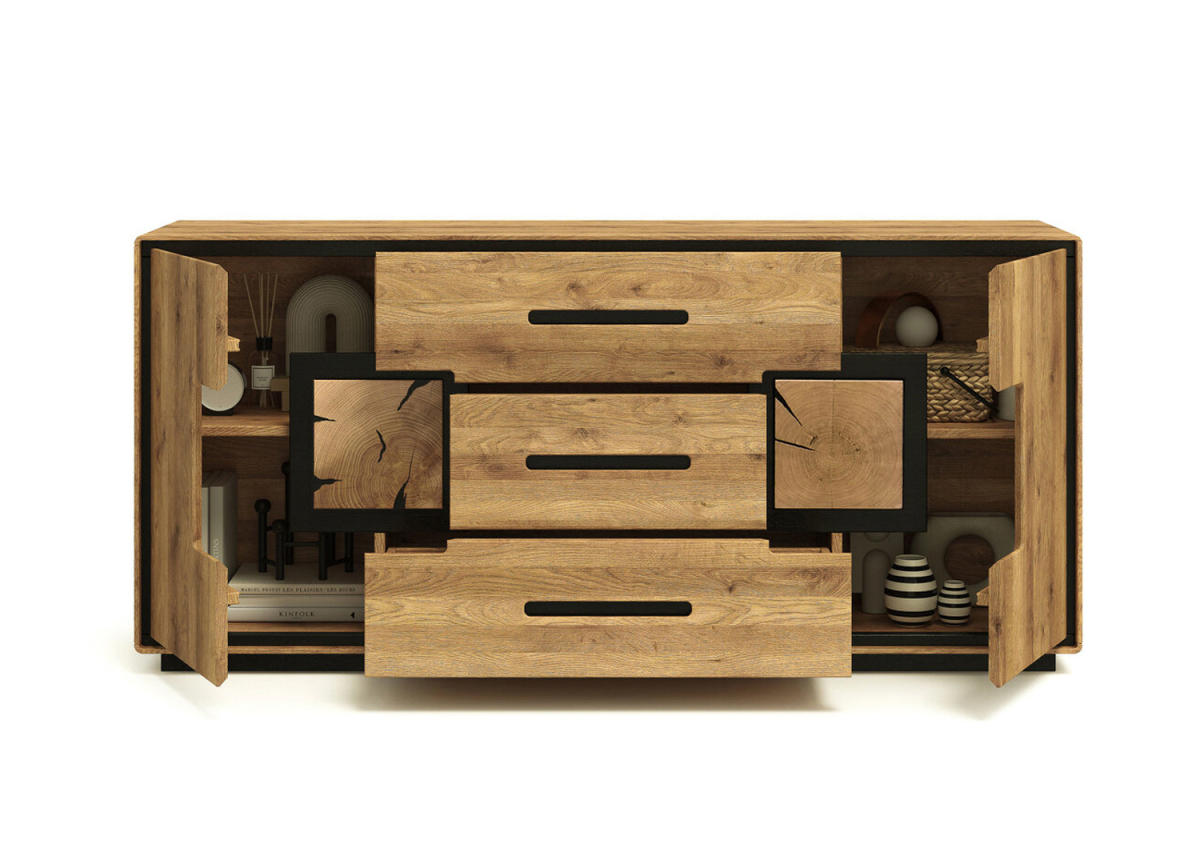 Meuble buffet en bois naturel avec rangements