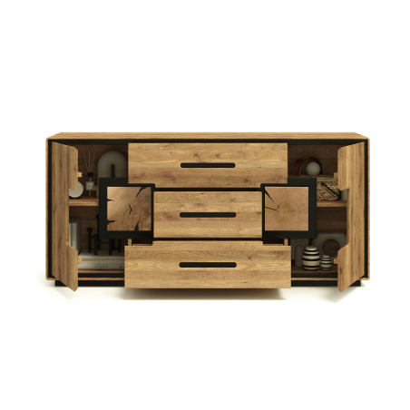 Meuble buffet en bois naturel avec rangements