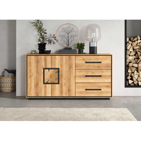 buffet chene naturel et déco noir